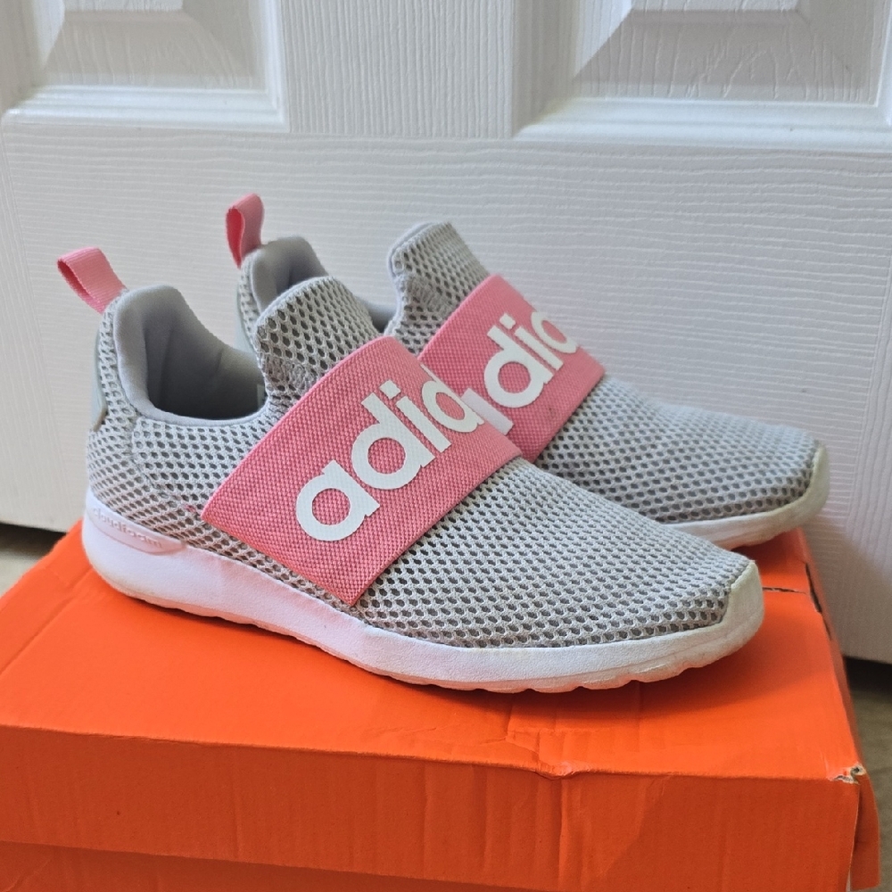 Adidas Kids' Gray and Pink Slip-On Shoes SIZE 3 girls LITE racers